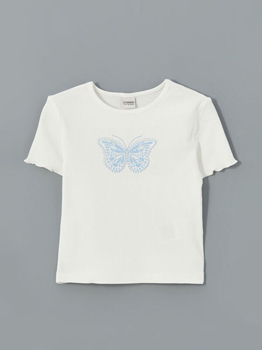 Bisiklet Yaka Ta?l? K?z ?ocuk Ti??rt