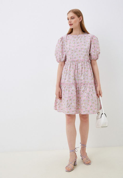 Розовое платье с цветочным принтом - Incity фото 4