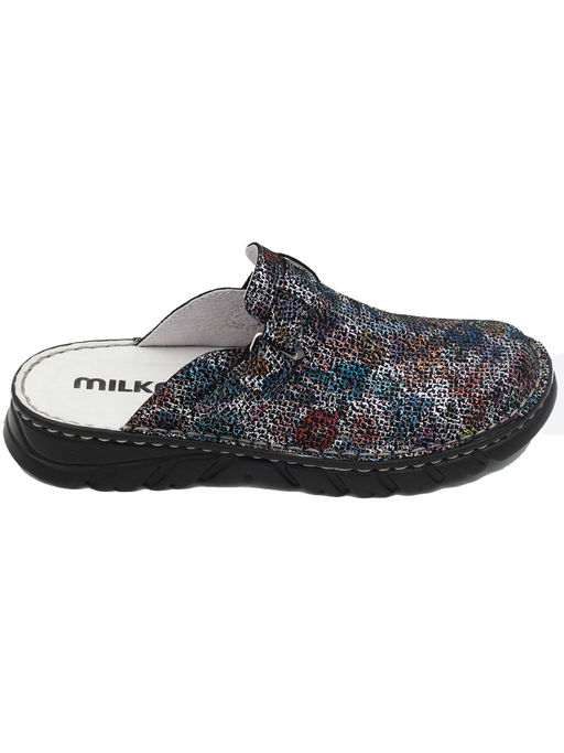 03 | Duki |Женские медицинские сабо натуральная кожа (черный цветок) - Milka shoes&more фото 2