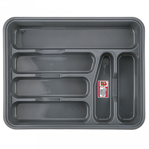 Лоток для столовых приборов пластмассовый 39х31х7см, темно-серый (Россия)