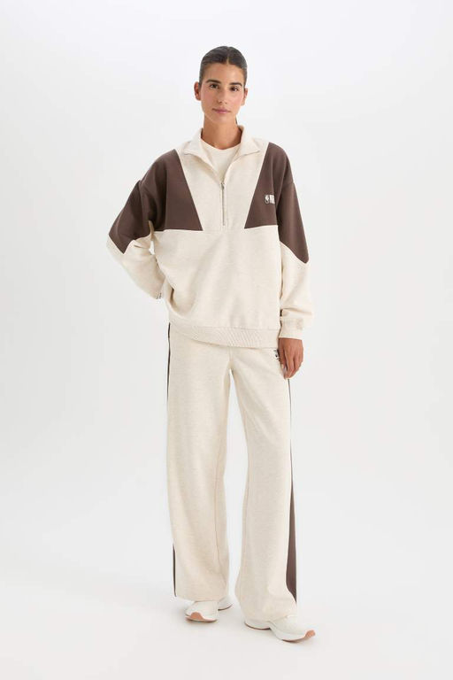 DeFactoFit Толстовка большого размера с воротником-стойкой и надписью NBA NBA из плотной ткани  фото 2