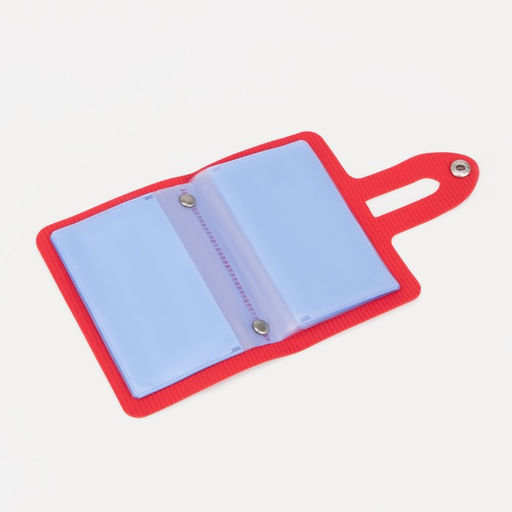 Цена за 2 шт. Визитница на кнопке, 24 карты, однотонная, красная