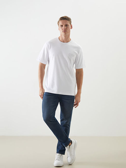 Bisiklet Yaka Bask?l? Erkek Ti??rt