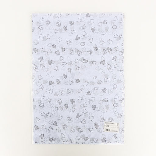 Цена за 10 шт. Бумага упаковочная тишью, Сердечки, 50 см ? 70 см 17 грамм, белая