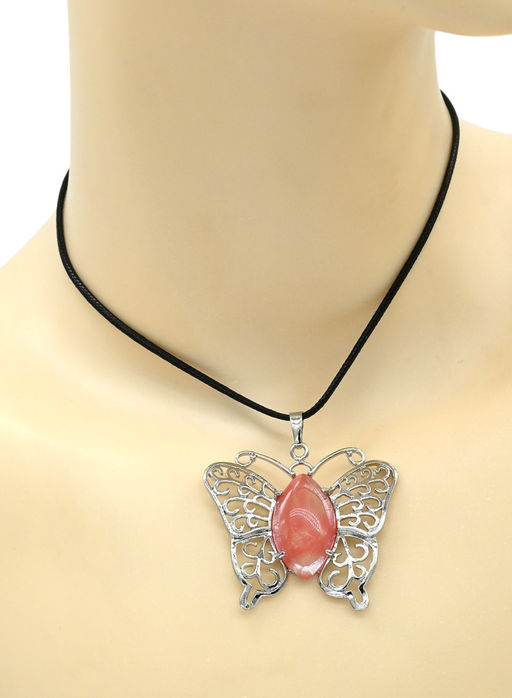 Подвеска Бабочка 45*40мм с халцедоном в металле