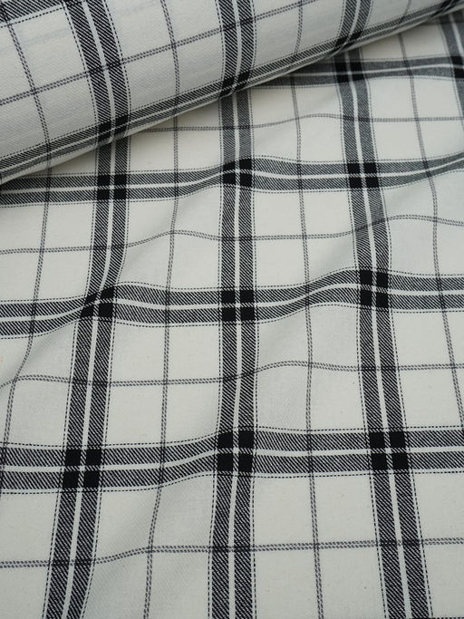 Фуле "Клетка" цв.белый/черный, ш.1.45м, хлопок-100%, 170гр/м.кв