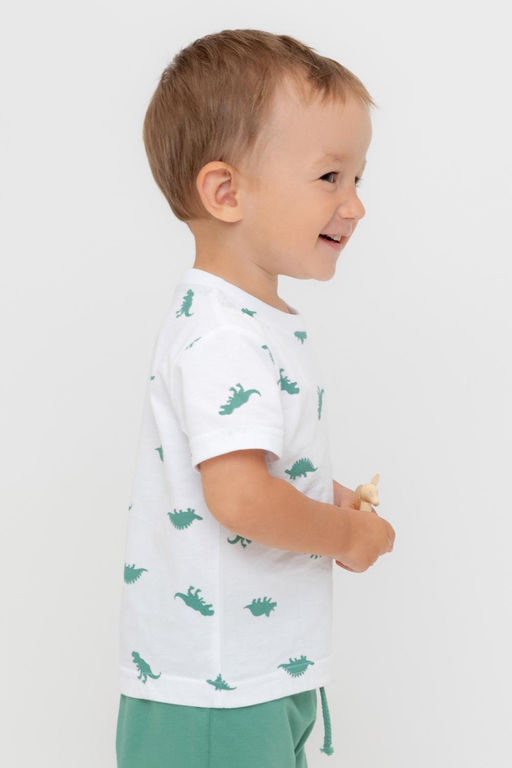 Crockid _ КР 302737/белый,дино к558 фуфайка (футболка) д/мал яс  фото 4