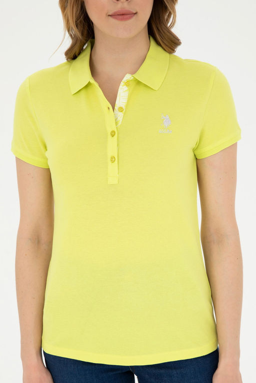Женская базовая футболка фисташкового цвета с воротником-поло Неожиданная скидка в корзине - U.s. polo assn фото 6