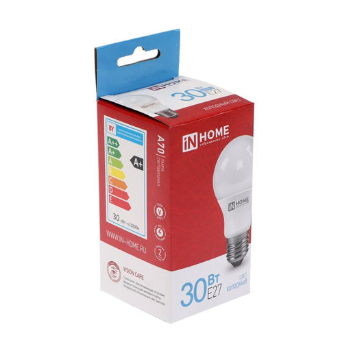 Лампа светодиодная IN HOME LED-A70-VC, Е27, 30 Вт, 230 В, 6500К, 2850 Лм