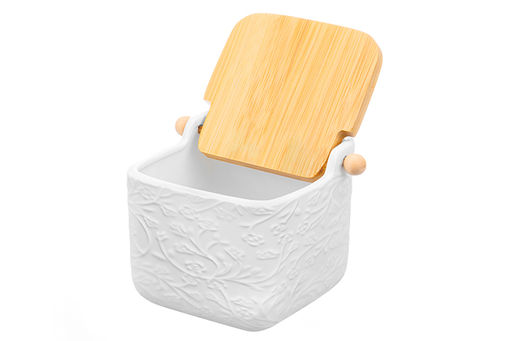 Банка д/сыпучих продуктов 850 мл 15*12*11 см Веточки-цветочки + откидная бамбук.крышка - Elan gallery фото 4