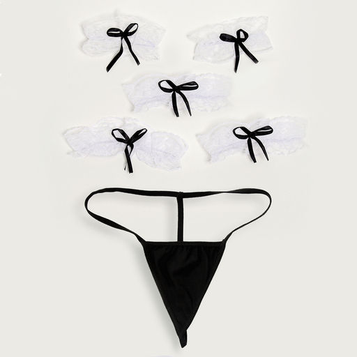 Карнавальный костюм «Горничная», р. 36–46: платье, передник, чулки, ободок, чокер, браслеты 4 шт., трусики