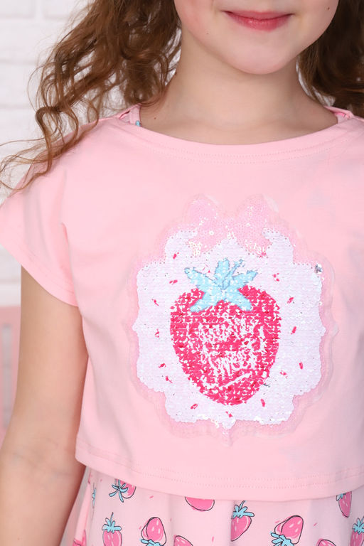 Платье Клубничная Душа короткий рукав детское