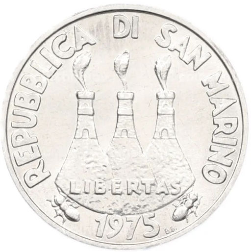 Монета 5 лир 1975 года Сан-Марино