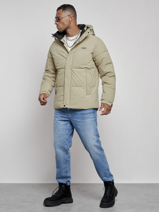 Куртка молодежная мужская зимняя с капюшоном светло-зеленого цвета 8356ZS - Wonderrman фото 3