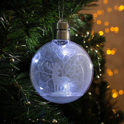 Ёлочный шар Снежный лес, 1 LED, от батареек, свечение белое - Luazon lighting фото 2