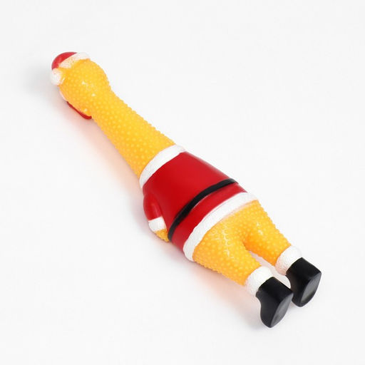 Игрушка пищащая Новогодняя курица для собак, 28 см, жёлтая - Пижон фото 4