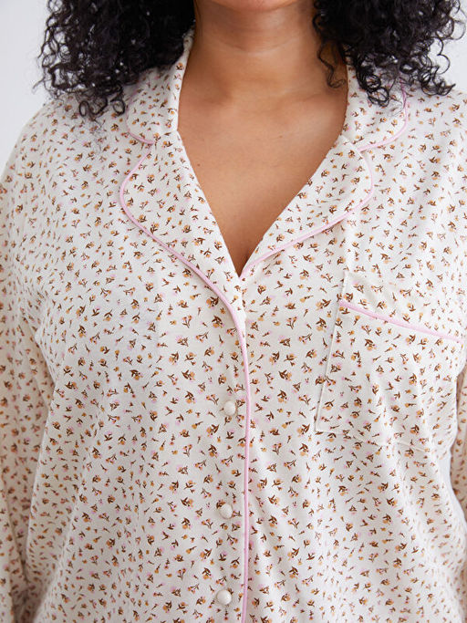 B?y?k Beden ?i?ekli Kad?n Pijama Tak?m?