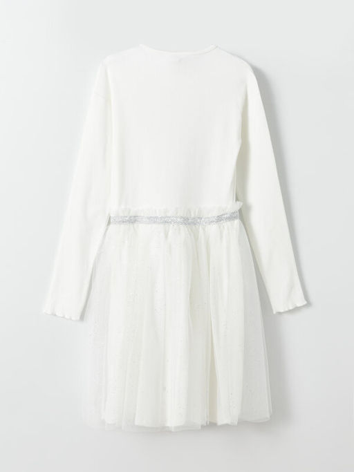 Bisiklet Yaka Uzun Kollu K?z ?ocuk Elbise