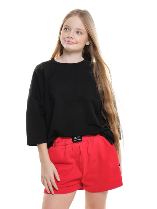 Футболка хлопок подросткам для школы 22-7625 черный - Mini maxi фото 2