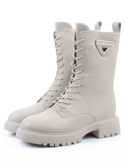 04-PAM366-2Z LT. BEIGE Ботинки зимние женские (натуральная кожа, 100% шерсть)