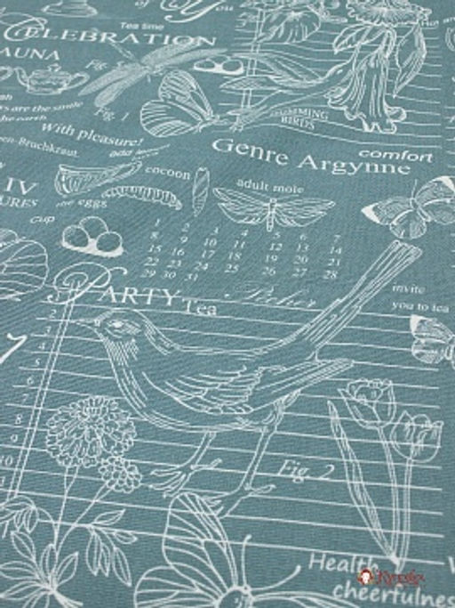 Рогожка Флора и фауна цв.голубой мох, ш.1.5м, хлопок-100%, 165гр/м.кв