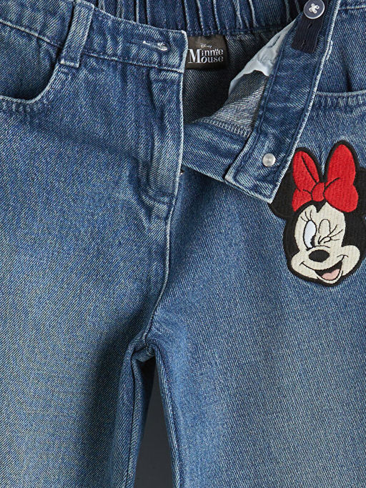 Minnie Mouse Bask?l? K?z ?ocuk Jean Pantolon