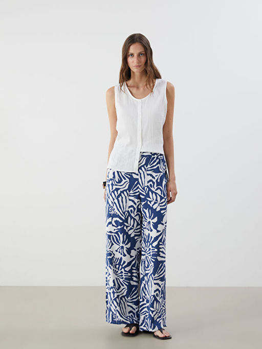 Beli Lastikli Desenli Kad?n Pantolon