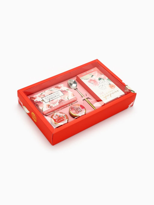 Подарочный набор Вдохновляй красотой: крем-мёд с клубникой и хлопком 30 г ? 2 шт., арахис в шоколадной глазури 100 г, чай чёрный с лесными ягодами 70 г, ло?... - Фабрика счастья фото 9