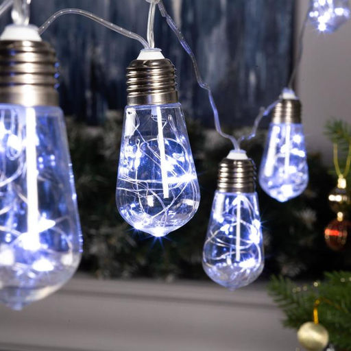 Гирлянда Нить 3 м с насадками Лампа, IP20, прозрачная нить, 80 LED, свечение белое, 8 режимов, 220 В