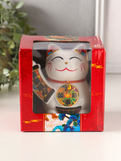 Маятник настольный антистресс от солнечной батареи «Манэки-нэко счастливый барабан», керамика, 10×11×10.8 см