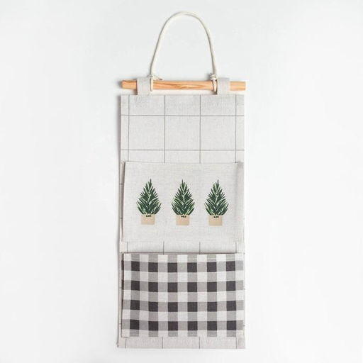 Кармашек текстильный Клетка 2 отделения, 20х41 см - Этель фото 2