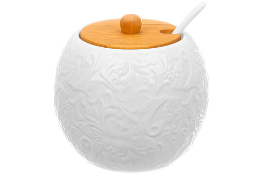 Набор - чайник 900 мл + сахарница 450 мл "Лоза" с ложкой на дер. подставке