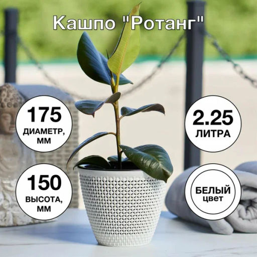 Кашпо Ротанг (2,25л) Цв. Белый/белый (Арт. КШ-7942)