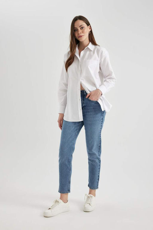 Джинсовые брюки длиной до щиколотки с высокой талией Lina Comfort Mom Fit - Defacto фото 3