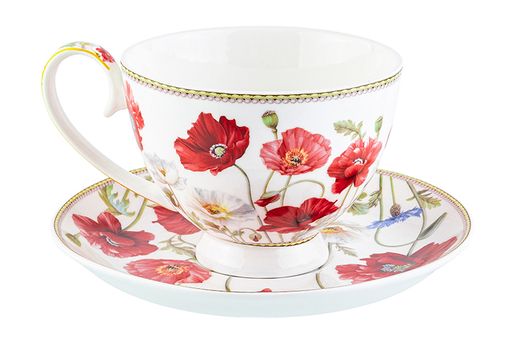 Чайн. пара 2 пр. 300 мл 12,5*9,5*7 см Маки на ножке, NEW BONE CHINA - Elan gallery фото 5