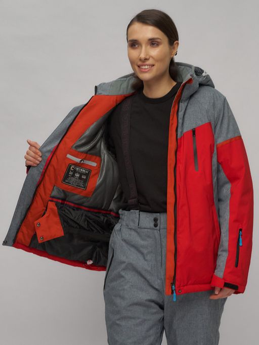 Горнолыжный костюм женский большого размера красного цвета 02272-3Kr - Chunmai фото 16