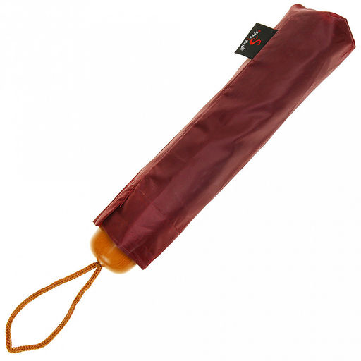 Зонт механический Моно плащевка, 8 лучей, д/купола 98см, 3 сложения, 24см в сложенном виде, пластмассовая ручка, бордовый, 230гр (Китай) - Домашняя мода фото 3