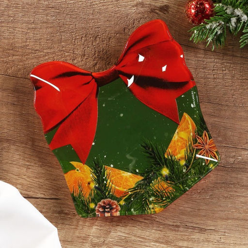 Тарелка плоская новогодняя «Апельсины», 15×17.3 см