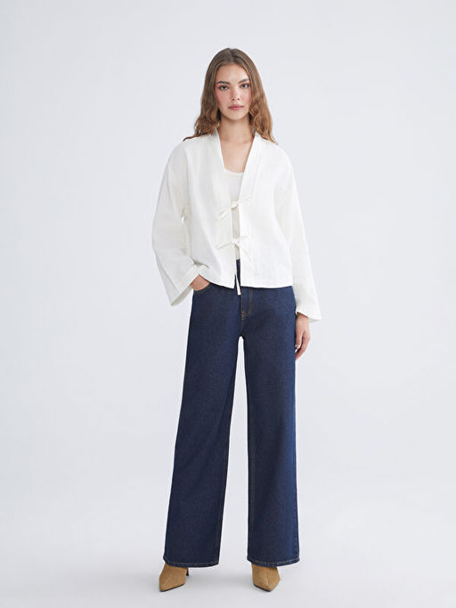 V Yaka Oversize M?slin Kad?n Kimono