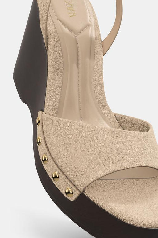 SPLIT SUEDE STUDDED SANDALS - Zara фото 6