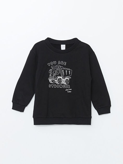 Bisiklet Yaka Bask?l? Erkek Bebek Sweatshirt ve E?ofman Alt 2li Tak?m - Waikiki фото 2