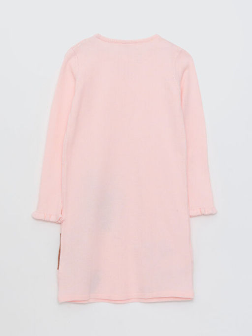 Bisiklet Yaka Desenli Uzun Kollu K?z ?ocuk Triko Elbise - Waikiki фото 2