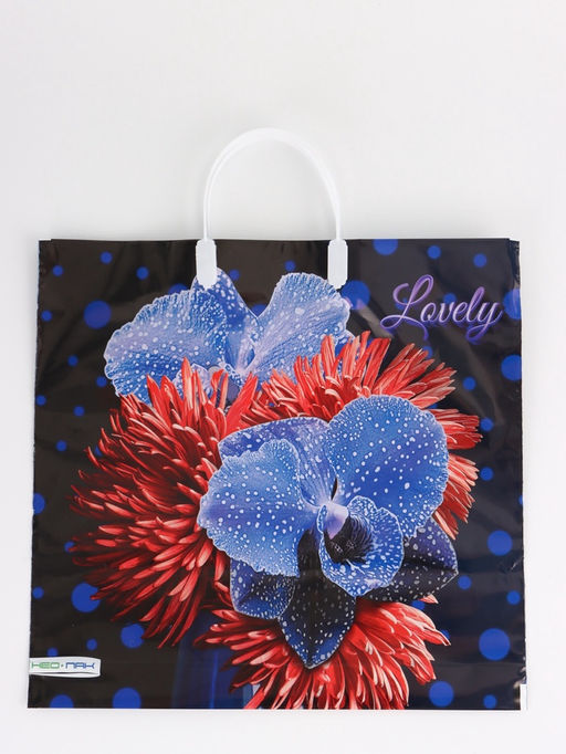 Цена за 5 шт. Пакет "Цветочная фантазия, полиэтиленовый, пластиковая ручка 37х35 см 90 мкм 10958