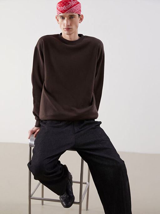 Bisiklet Yaka Erkek Sweatshirt