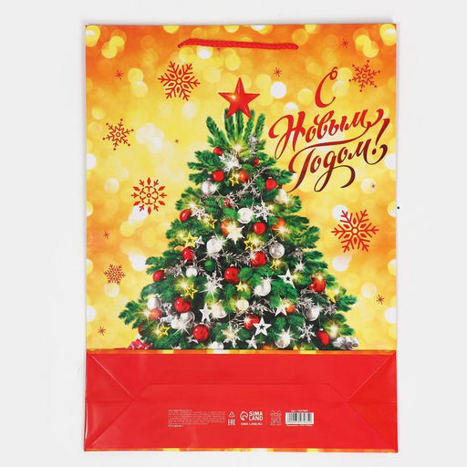 Пакет ламинированный вертикальный Золото и снежинки, L 28 38 9 см - Доступные радости фото 7