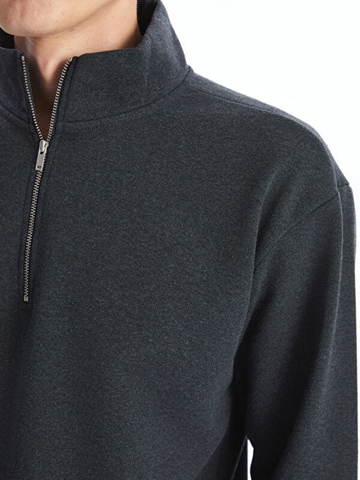 Dik Yaka Uzun Kollu Erkek Kal?n Sweatshirt