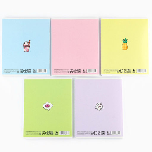 Цена за 3 шт. Тетрадь в клетку, 48 л., А5, на скрепке, блок №1 Панды МИКС - Artfox study фото 10