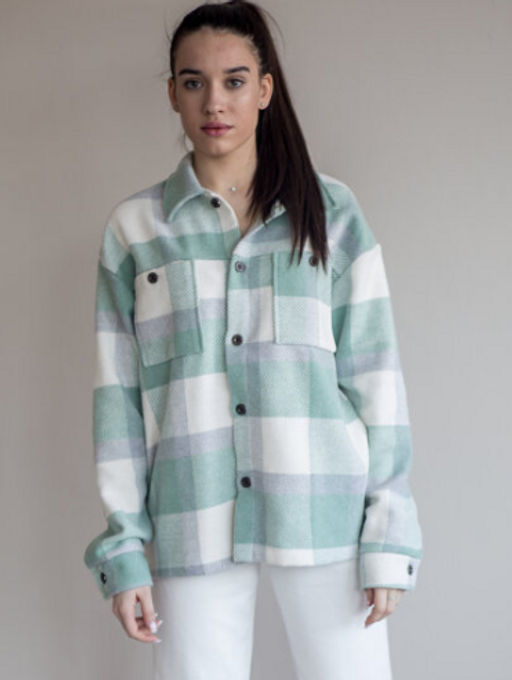 512 Рубашка клетка, мятный - Knitka wear фото 10