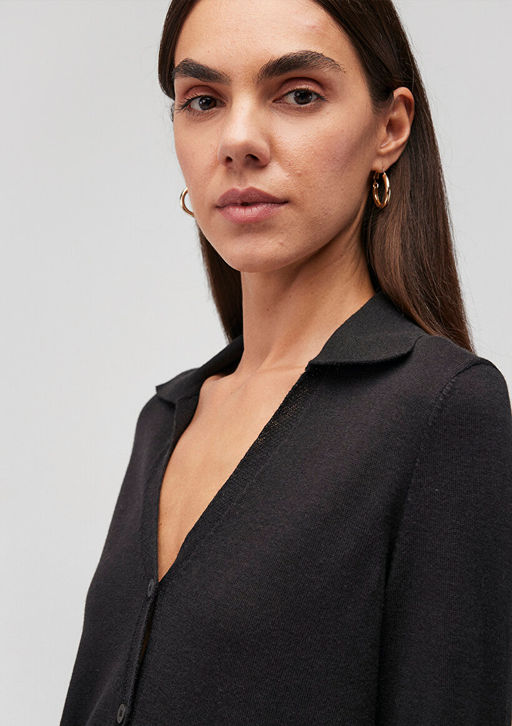 Dugmeli Siyah H?rka - Mavi фото 4