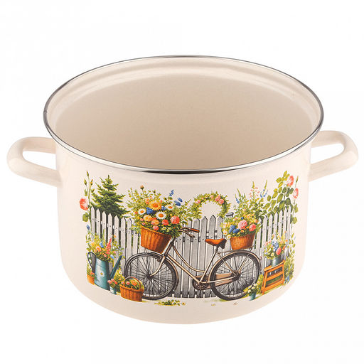 Романтика Кастрюля эмалированная 6л, форма цилиндрическая, металлическая крышка (Россия) - Домашняя мода фото 3